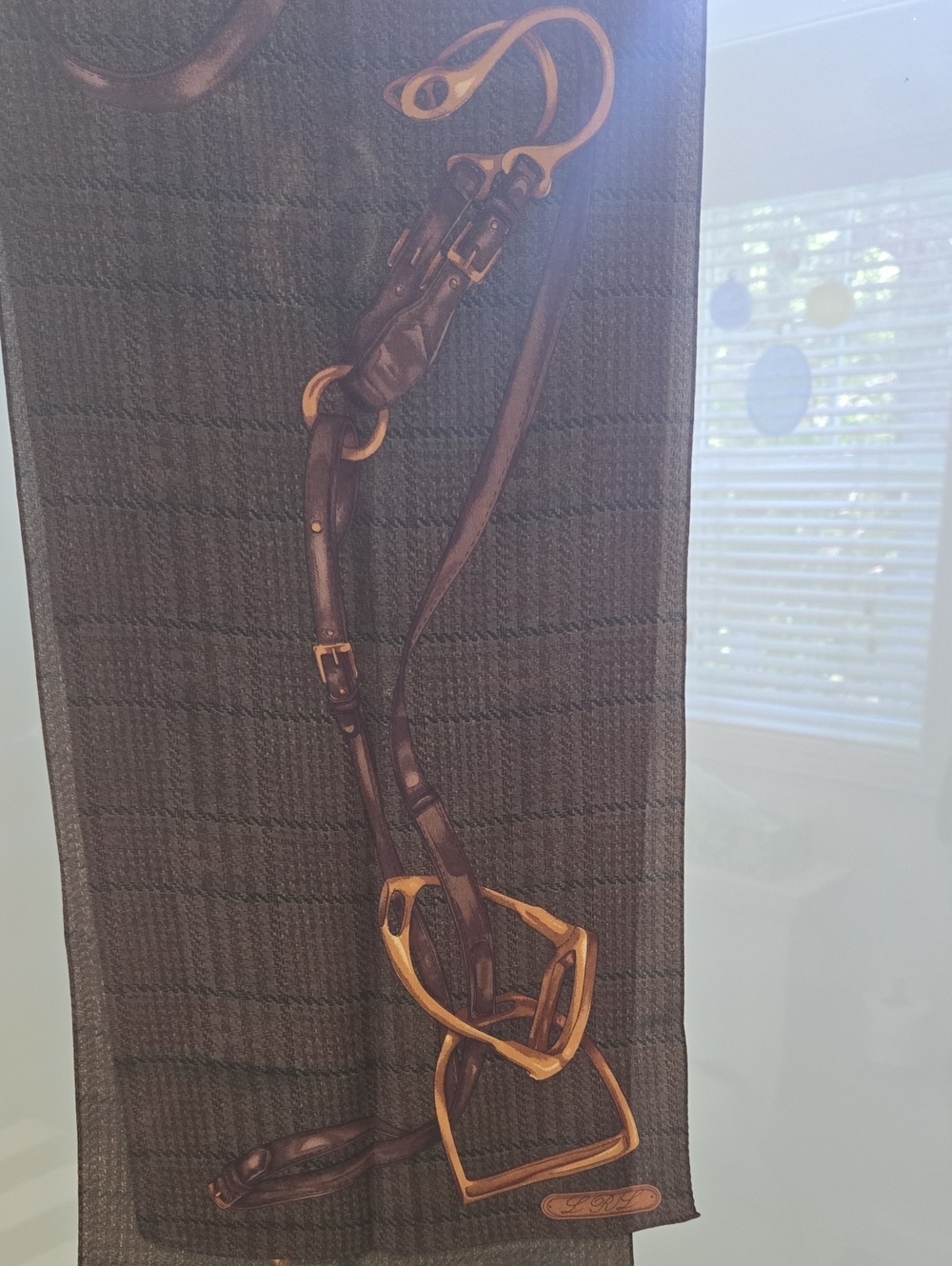 Vintage Ralph Lauren Brown  Equistrian Print Scarf - Picture 3 of 6